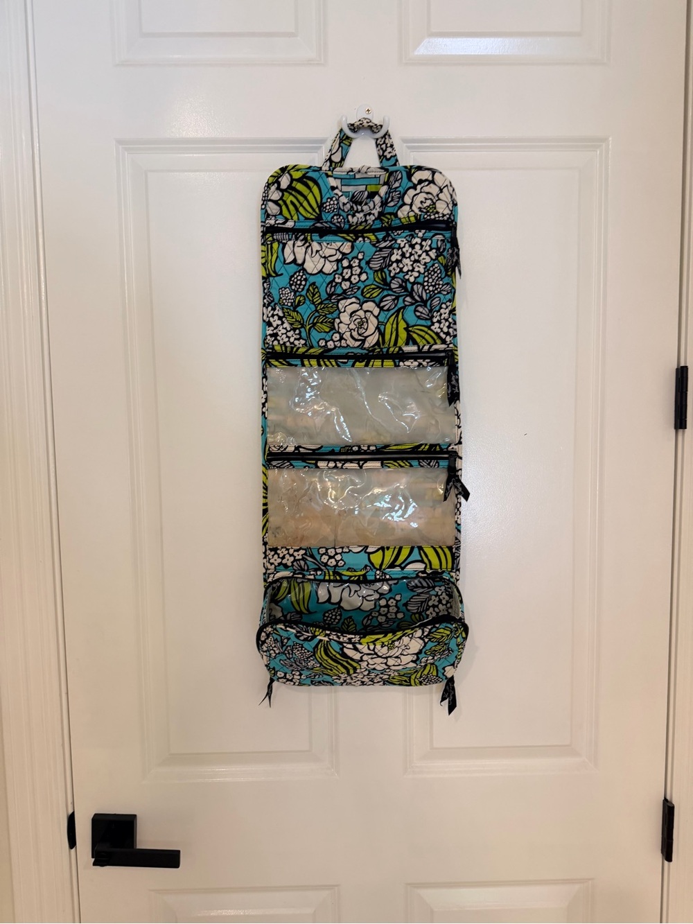 Vera Bradley Teal Floral Quilted Hanging Jewelry Organizer